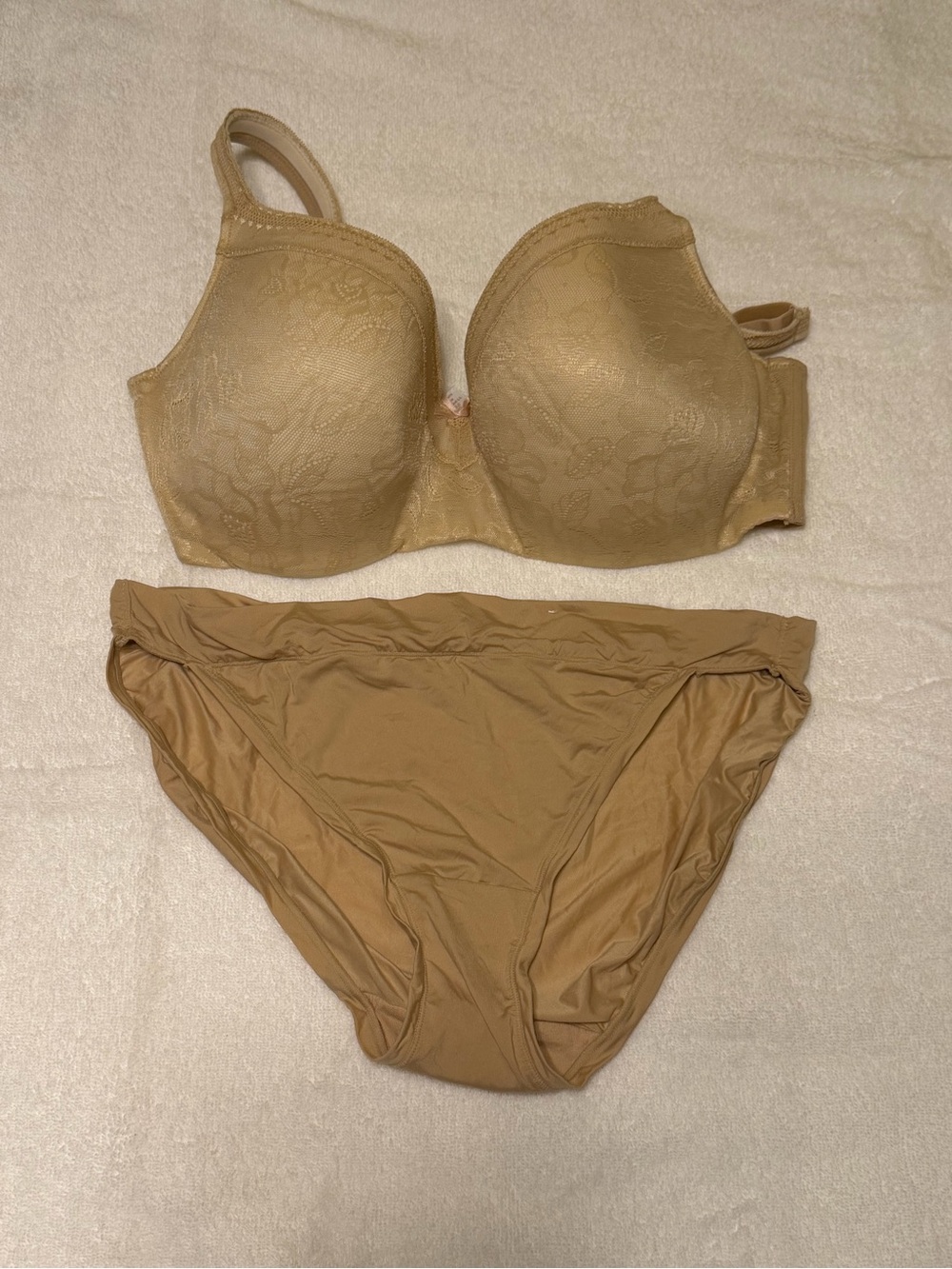 Cacique Lace T-Shirt Bra & Bikini Panty Set in Nude